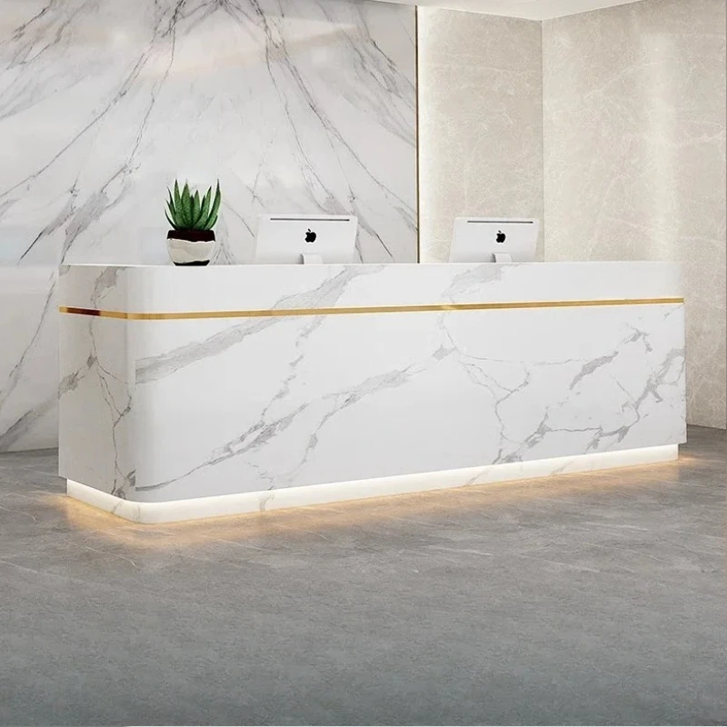 

Salon Beauty Reception Center Desks Modern Storage Luxury Counter Shop Counter Worktable NBancone Reception Commercial Furniture