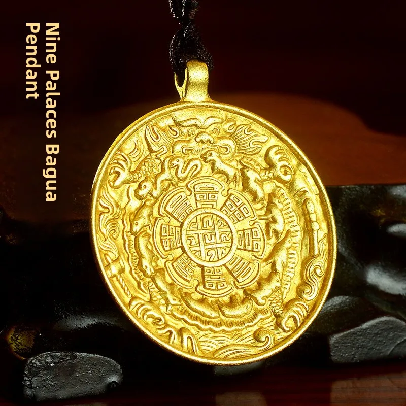 

Pure Copper round Pendant Waist Card Nine s BaGua Personal Car Hanging Keychain Faionable Jewelry for Couples