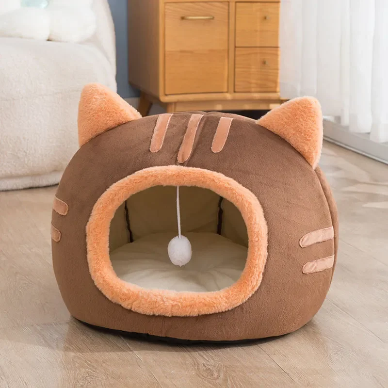 

New Deep Sleep In Winter Cat Comfort Bed Iittle Mat Basket Small Dog House Products Pets Tent Cozy Cave Nest Indoor