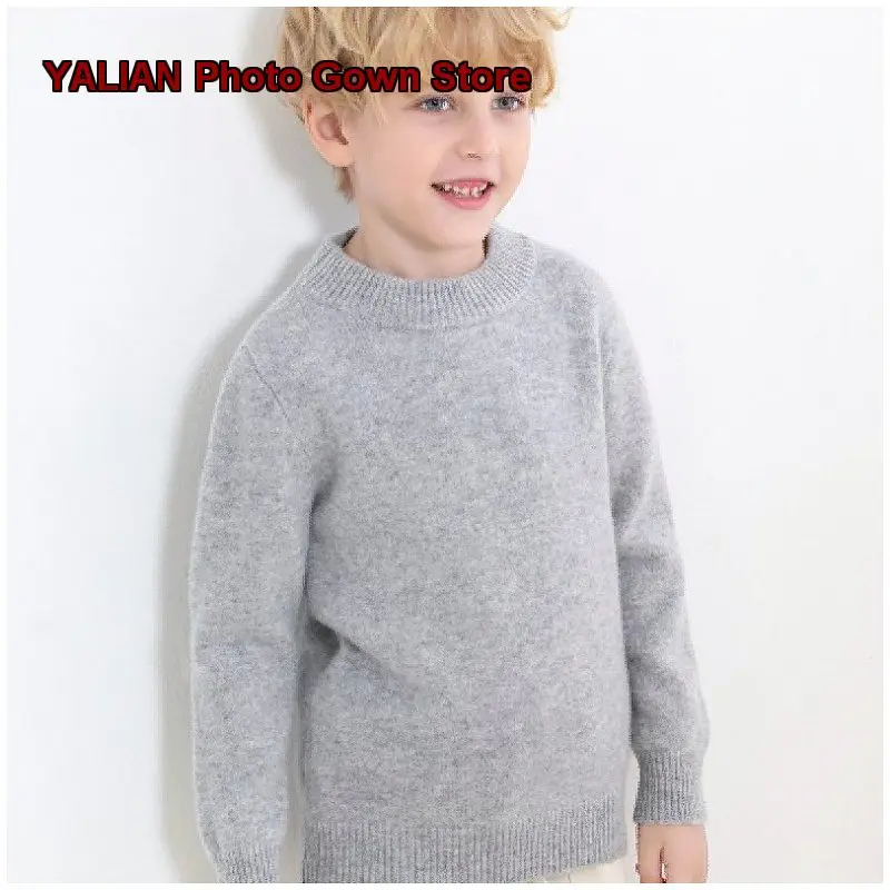 Girls Pullover Sweater Boys Autumn Winter Mock Neck Round Neck Pure Cashmere Knit Base Layer Top Toddler High Neck Kids