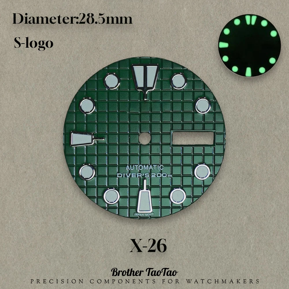 NH35/NH36 Waffle Dial 28.5mm S-Logo-Double Calendar Mechanical Movement Mod Part for Watch Customization