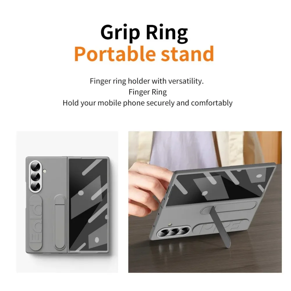 Luxury Wrist Strap Portable Stand Holder Multi-functional Phone Case for Samsung Z Fold 7 6 5 4 3 Shockproof Protect Back Cover