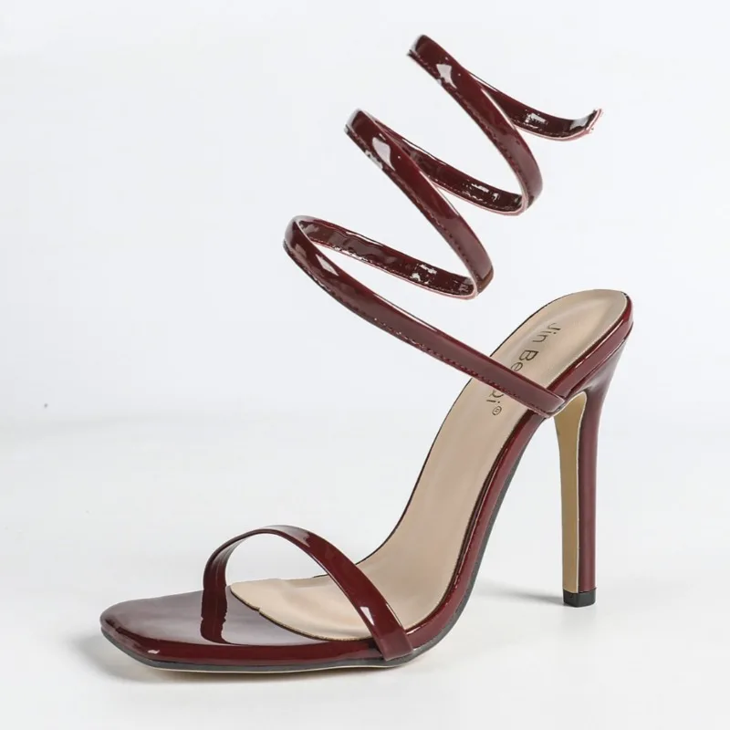 

Summer Sexy Twine Around Ankle Strap Heeled Sandals Woman Concise Style Open Toe Thin High Heels Elegant Party Gladiator Sandals