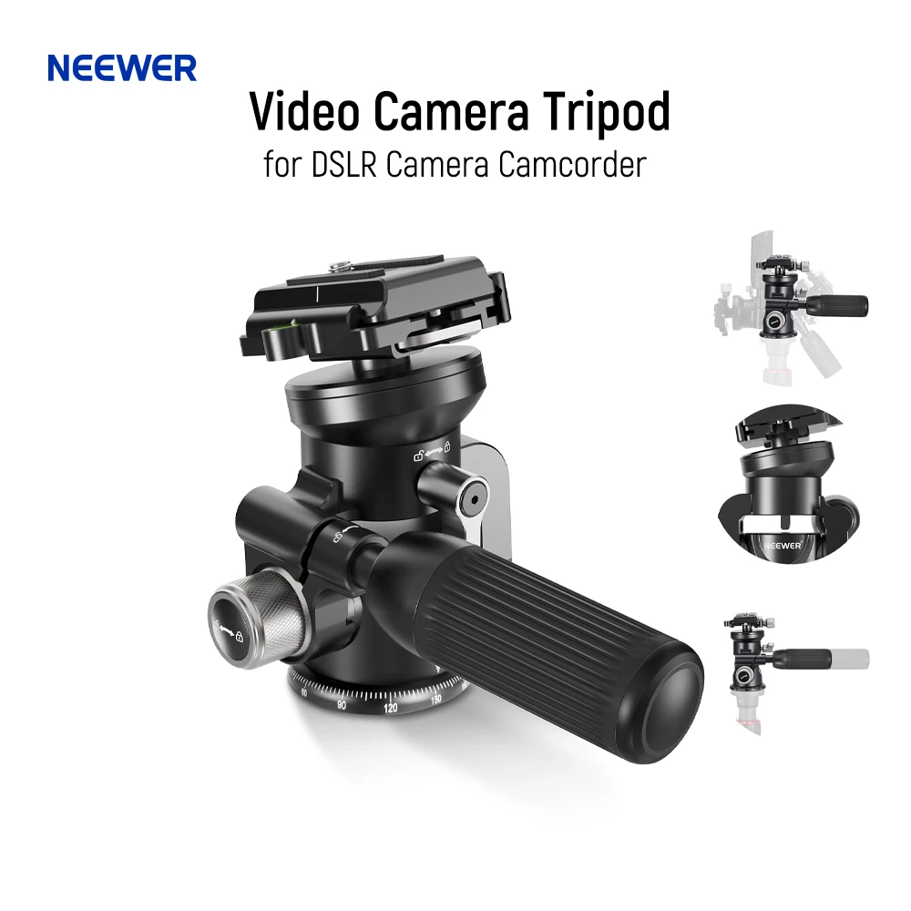 

NEEWER Video Camera Tripod Pan Tilt Head with +/-15° Leveling Bowl Base, Photography Tripod Head for DSLR Camera Camcorder