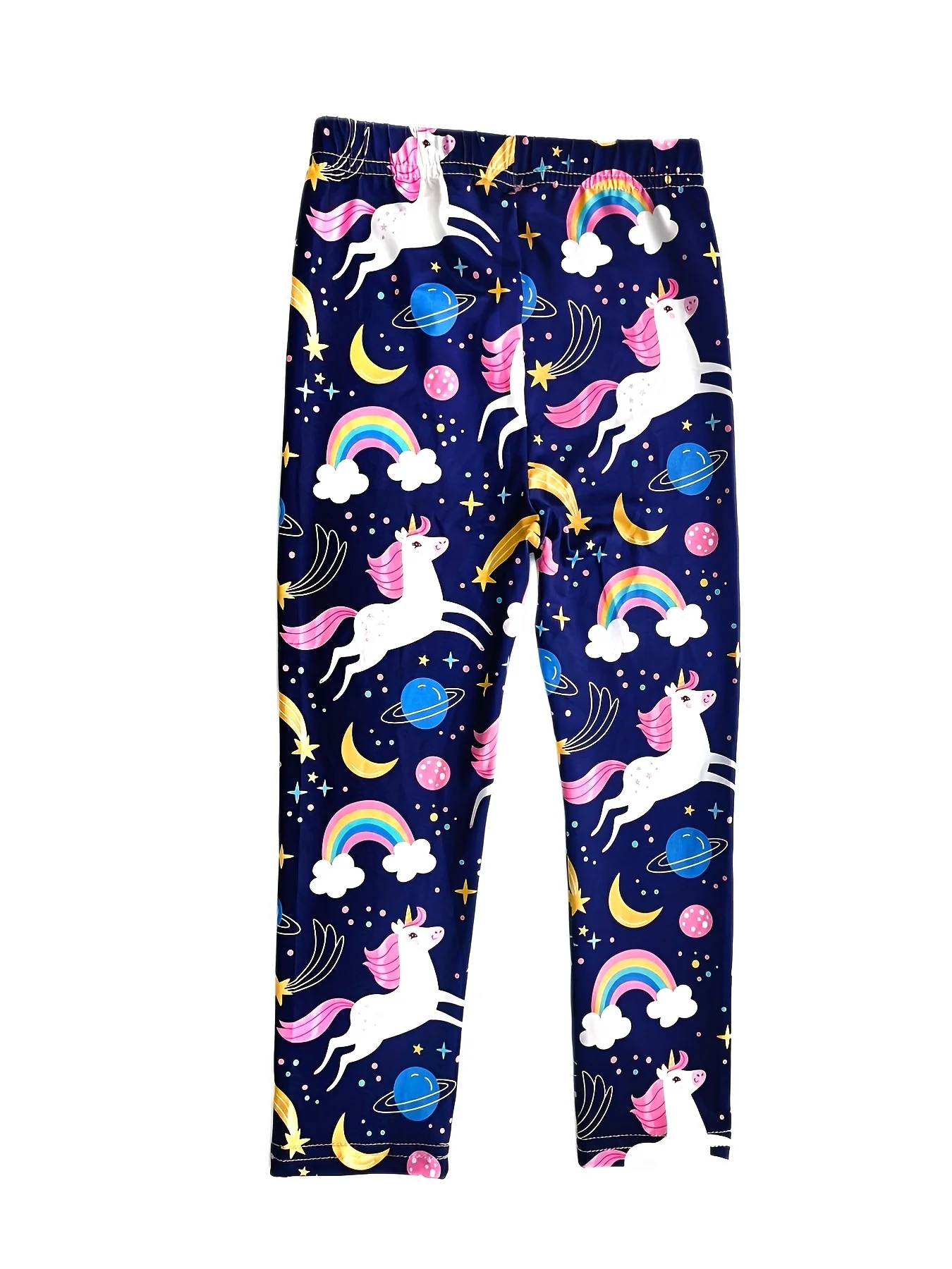 Girls Cartoon Unicorn Print Stretch Soft Leggings Elastic Waist Pants Bottom Kids Clothes