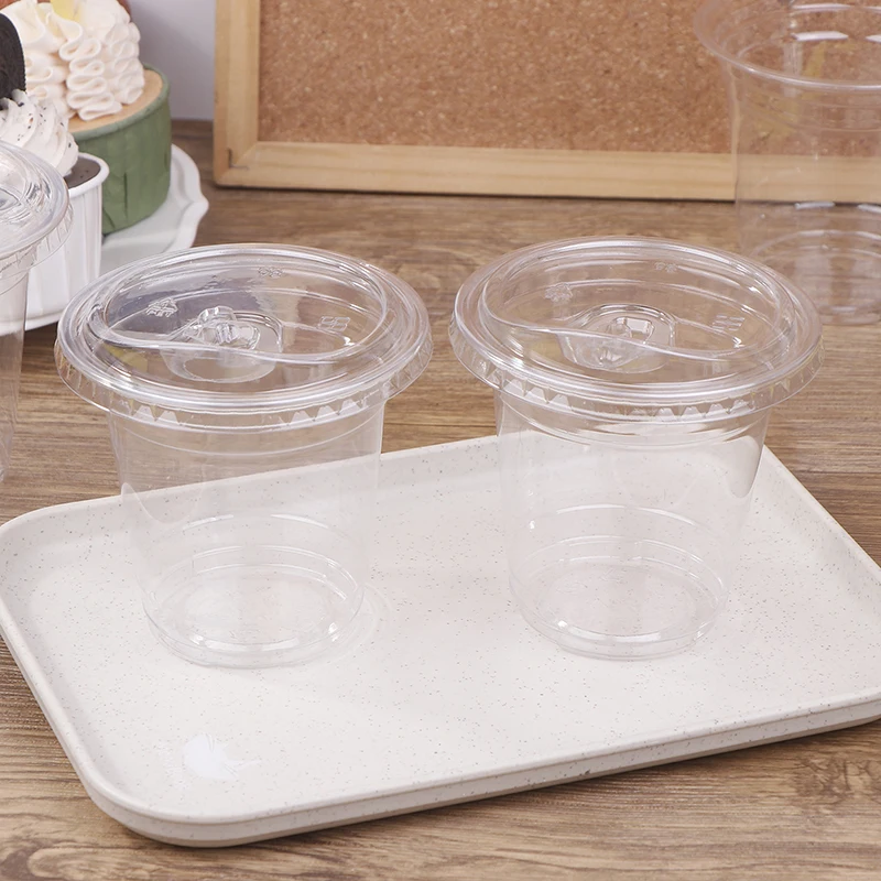 10 vasos de plástico desechables transparentes con tapas, 360/400/500ML, para hielo, café, té y bebidas frías