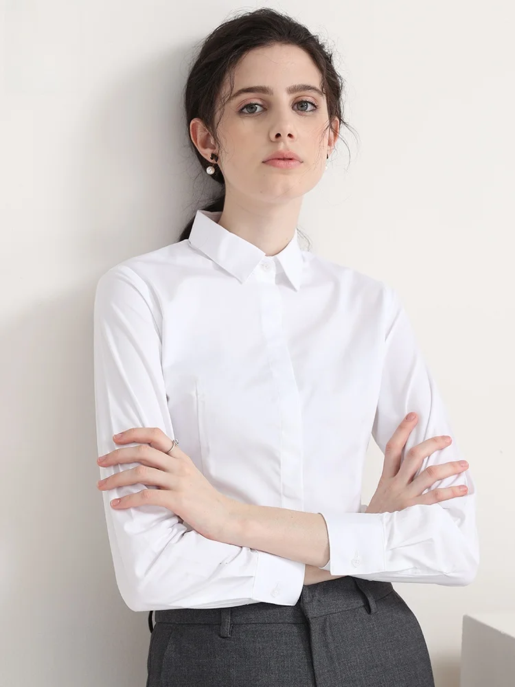 

Romon Women's Long Sleeve White Shirt 2026 New Style Elegant Professional Formal Workwear Blue Shirt Comfortable Breathable