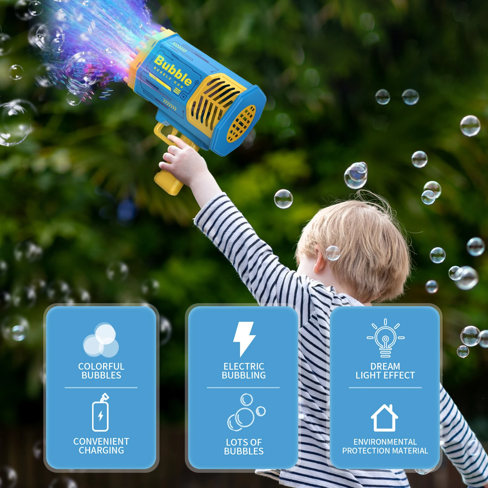 Kids 69-Hole Astronaut Bubble Gun - Fully Automatic Bubble Machine, Outdoor Fantasy Toy for Boys & Girls, Gift