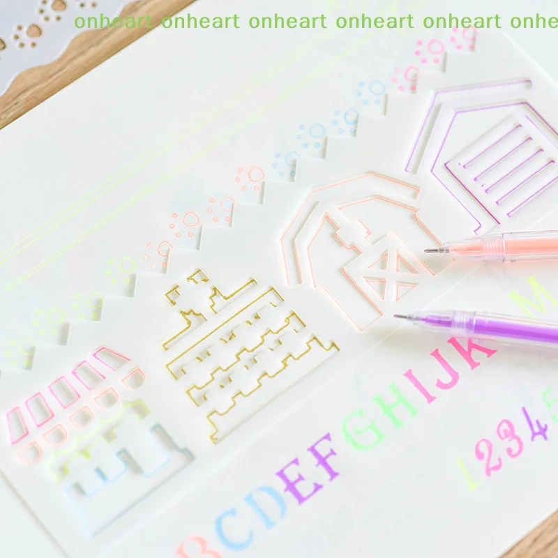 

[C]DIY Craft Hollow Layering Stencil For Wall Painting Scrapbooking Stamping Album 8Pcs/set Letter Wave Animal Shaped