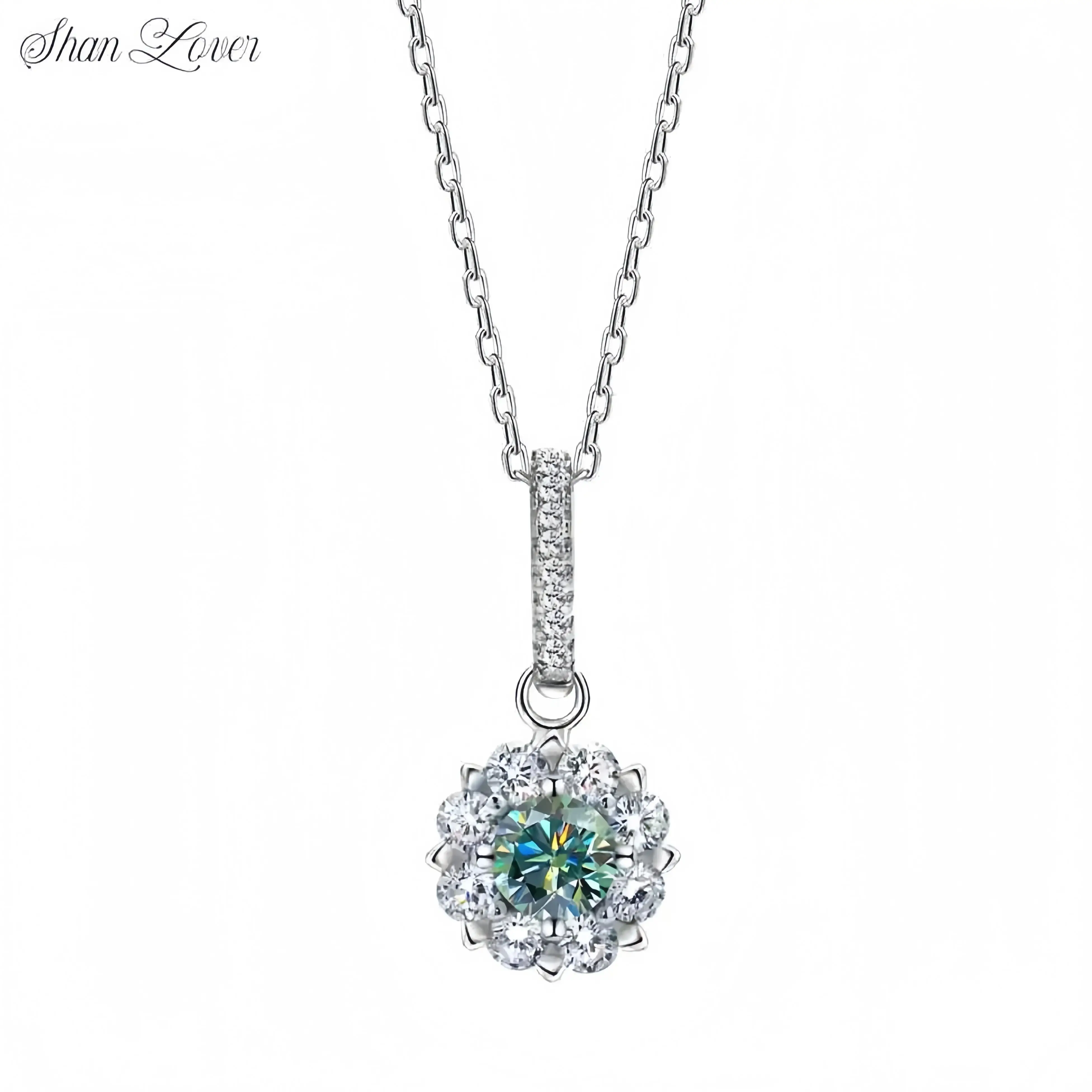 

ShanLover Brand Luxury Women 925 Pure Silver Necklace Snowflake Pendant MST Moissanite Diamond Drop Pendants Necklaces Jewelry