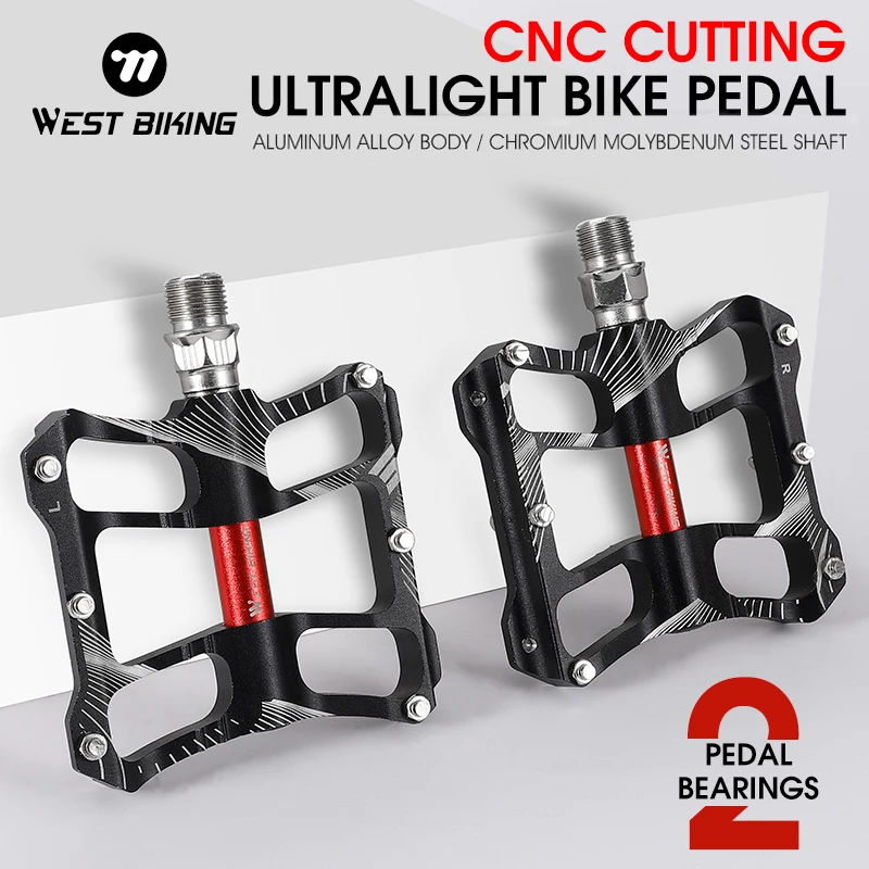 WEST BIKING Aluminum Alloy Footboard Hollow Anti-skid Bearing Mountain Bike MTB Foot Pedals Smooth Bearing Bike Part Accessories