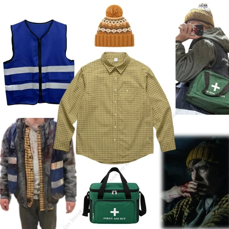 Disfraz de Bryan para cosplay, inspirado en la película, con camisa a cuadros amarillos, gorro, chaleco y conjunto para fiestas de Halloween, interpretación del personaje de Bryan Hodukavich.