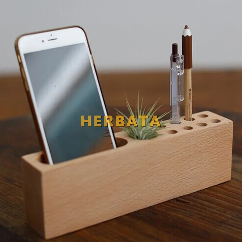 Multifunction Wooden Pen Pencil Holder Kawaii Desk Organizer Phone Holder Desk Sorter Creative Office School Accessories CL-2501