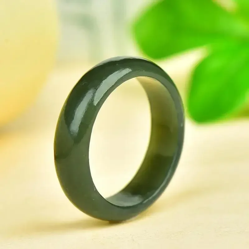 

15-22mm Natural Green Jades Rings Men Women Fine Jewelry Genuine Nephrite Bands Chinese Hetian Jade Stone Ring Lucky Amulet Gift