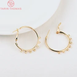 (2603)4PCS 30MM 24K Gold Color Brass Earring Hoop Earring Connector High Quality Jewelry Making Findings Accessories