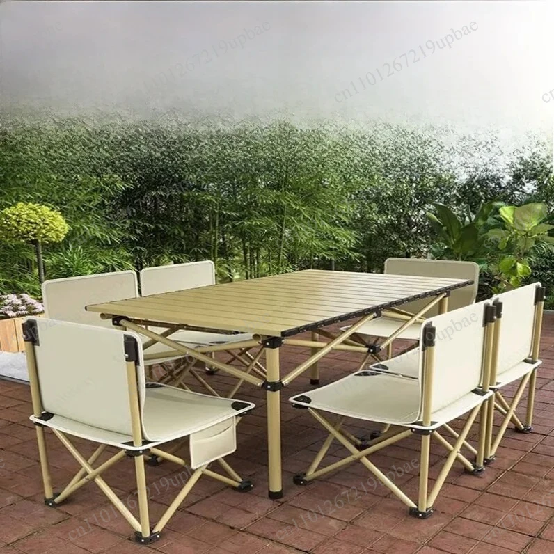 Ultra Light Portable Folding Table Chair Set Carbon Steel Blackened Style Outdoor Camping Picnic BBQ Furniture