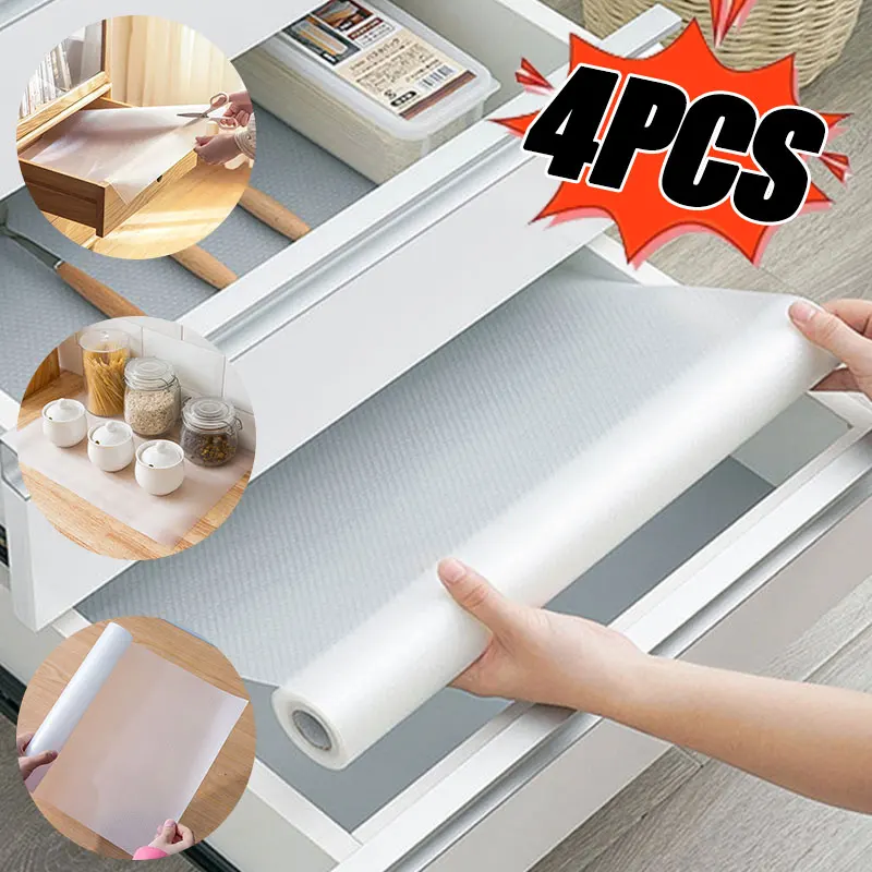 

1/4PCS Household EVA Transparent Cabinet Mat 30/45*150cm Drawer Mats Kitchen Waterproof Closet Placemat Cabinet Mat Shelf Liners