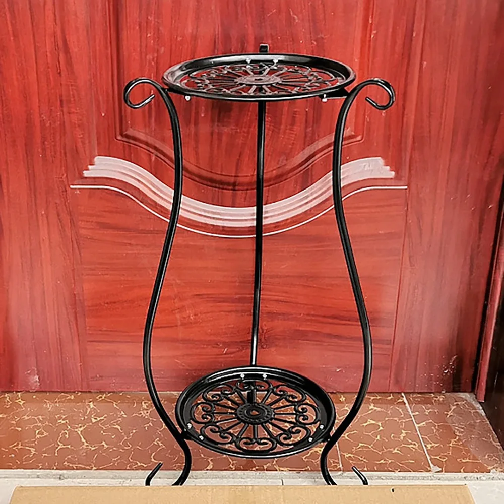 A63K-2 Layer Elegant Metal Plant Shelf Flower Pot Rack Holder Potted Plant Holder For Balcony Living Room Bedroom Decor
