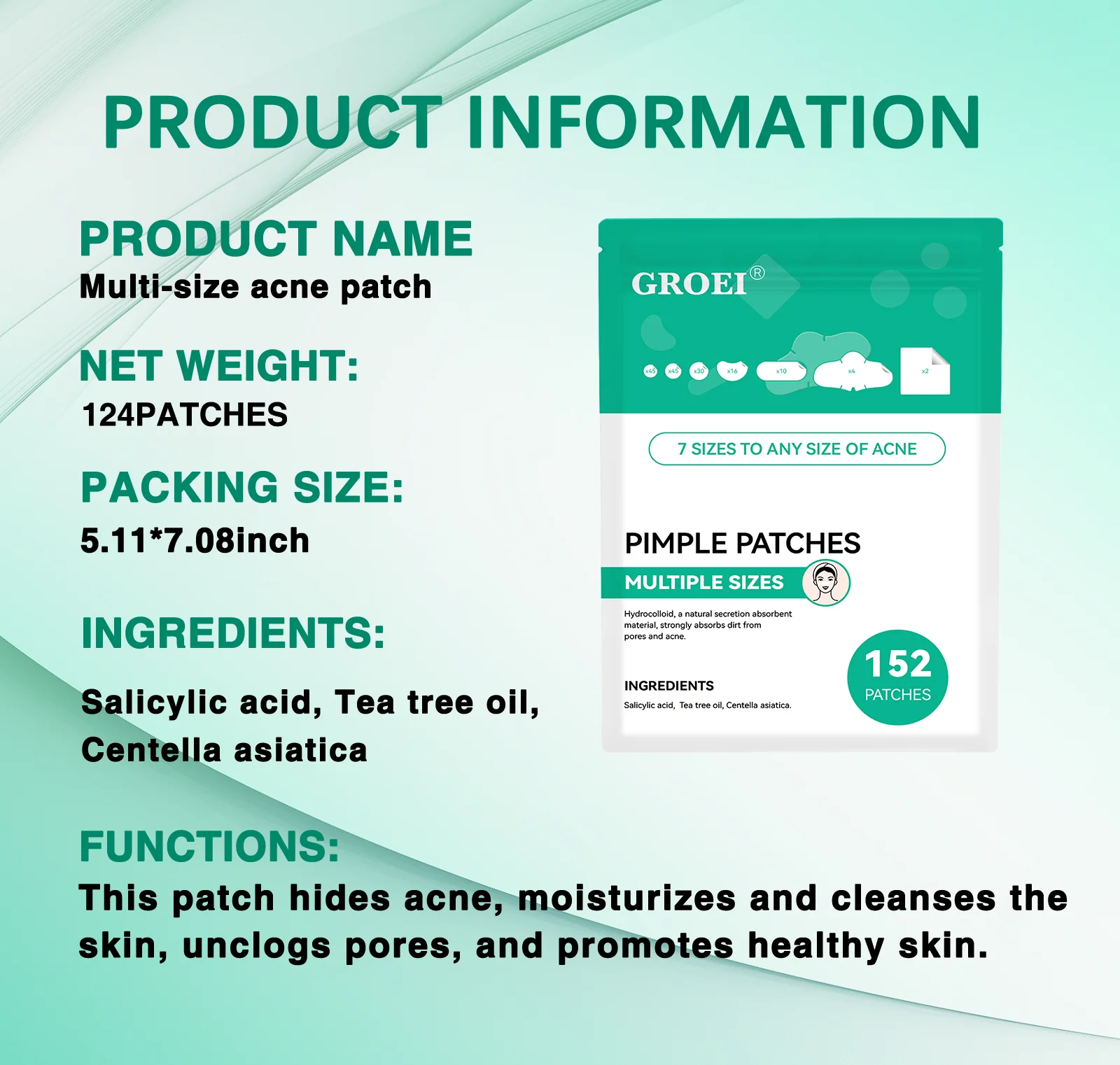 

Salicylic Acid Acne Patches 152-Pack - Hydrogel technology fades dark spots on face & body. Multiple sizes for discreet coverage