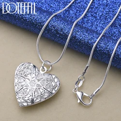 DOTEFFIL 925 Sterling Silver Photo Frame Pendant Necklace 18/20/22/24 Inch Snake Chain For Woman Charm Wedding Fashion Jewelry