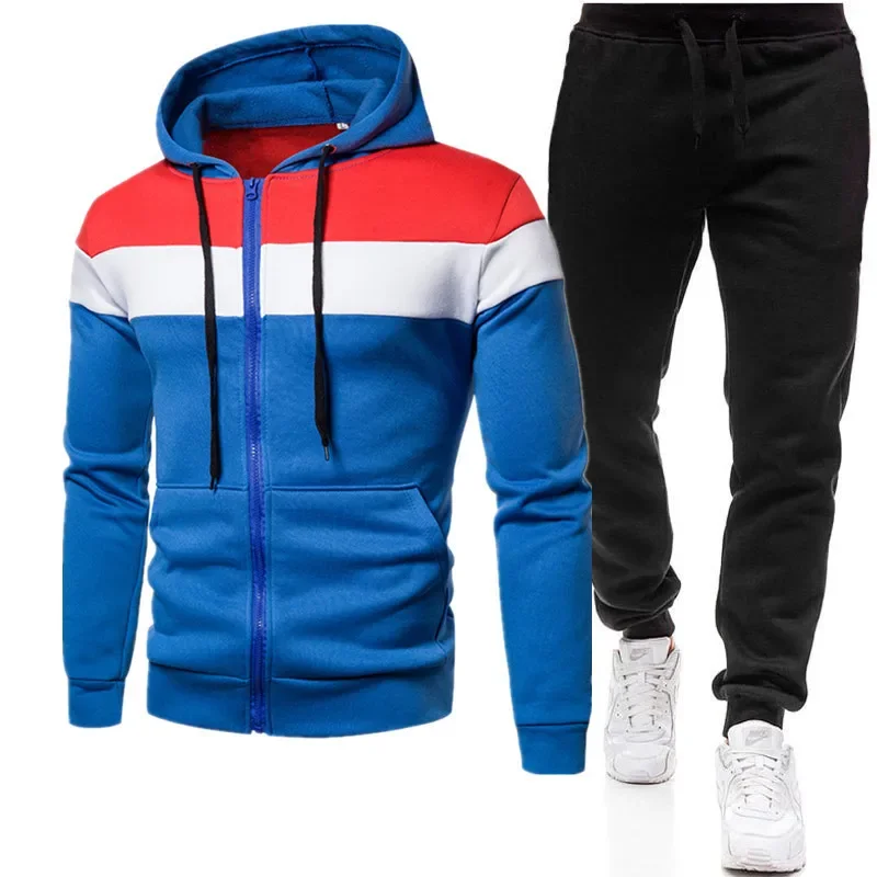 2024 Spring & Fall three-color zipper hoodie Set Men\'s Sportswear plus size loose hoodie set