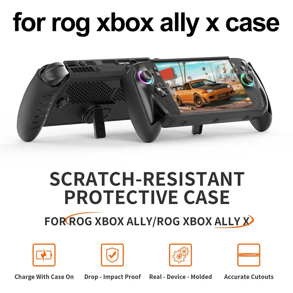 

Для JYS для ROG для XBOX ALLY/X Ручной защитный чехол из ТПУ, полное покрытие с верхней крышкой, дышащая регулируемая подставка, противоскользящая