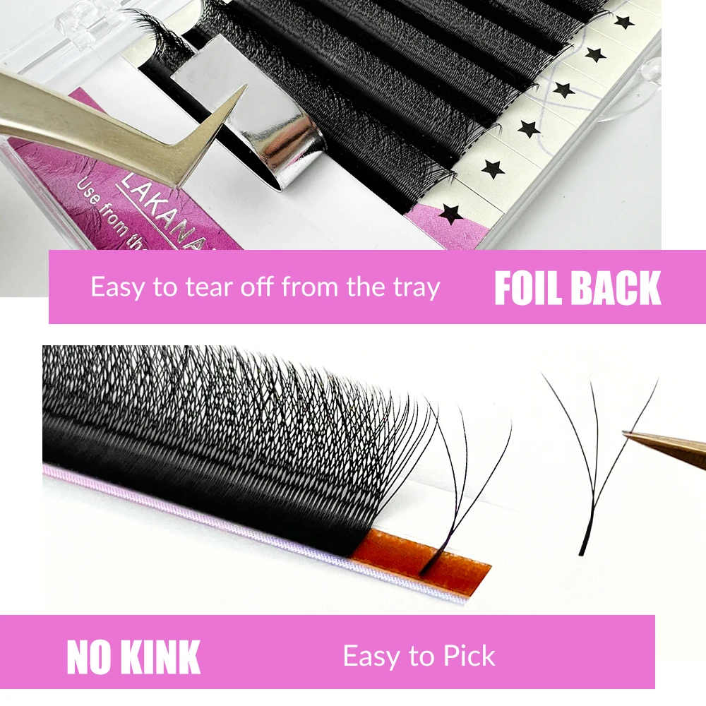 LAKANAKU  YY Lashes & W Eyelashes Pre made Individual Eyelash Extensions Ultra Soft Fluffy Fans 3D Cilios W