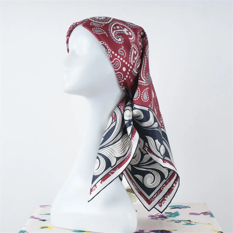 

90 Silk Scarf Neckerchief Womens Fashion Printed Square Silk Scarves Wraps Female Gifts