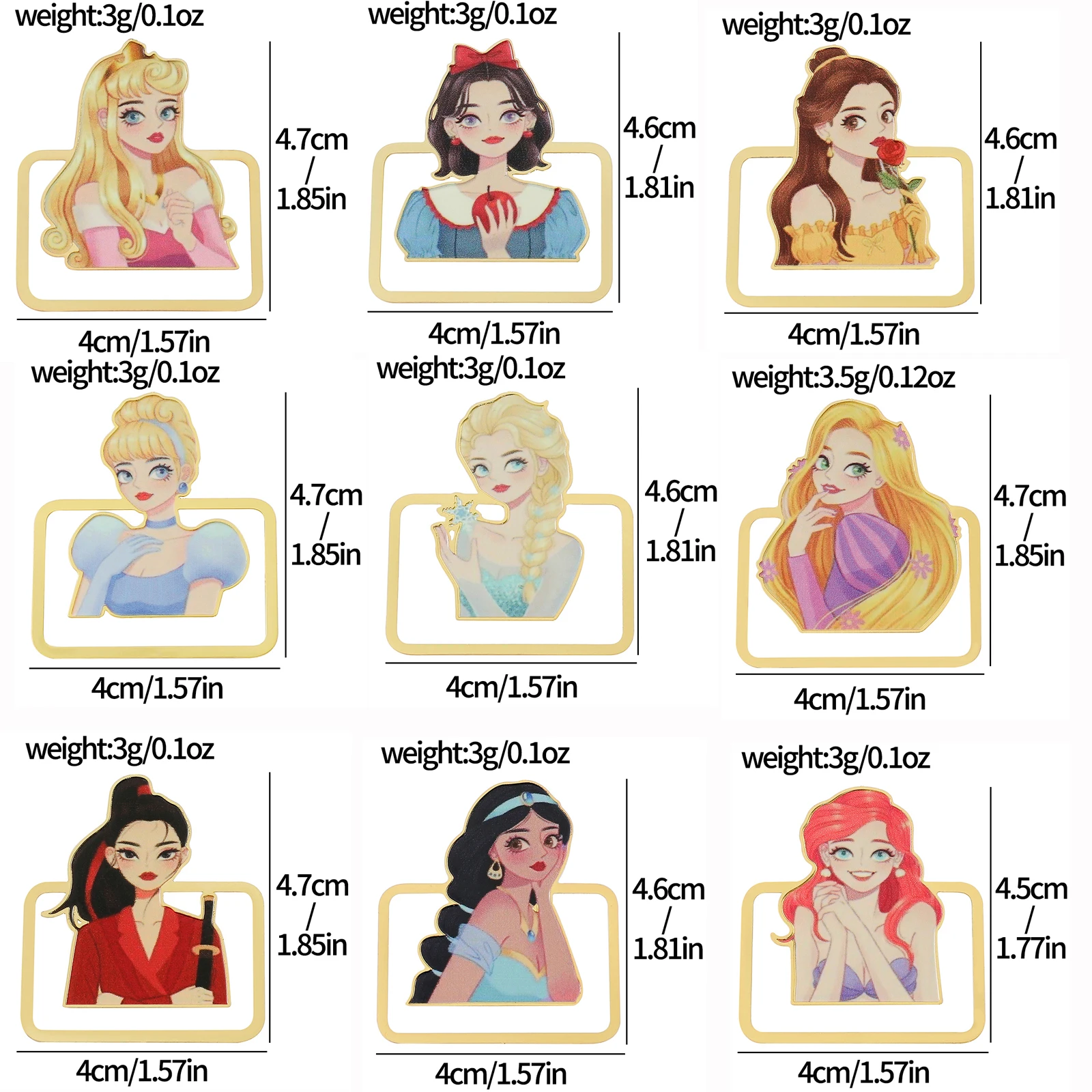 Cinderella Elsa Mermaid Bookmark Aurora Beauty and the Beast Princess Jasmine Bookmark Page Mark Learning Supplies Girls Gifts