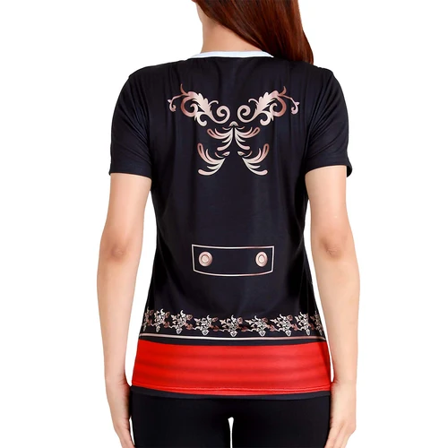 Imagen 2 del producto Camisetas de Mariachi para mujer, disfraz de Fiesta mexicana de manga corta con gráfico, Festival musical, Fiesta Temática de Halloween de México, celebración