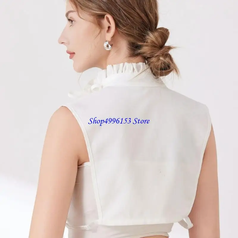 Q0KE Women False Twlar Fashion Ruffled Stand Twhice Twhice High Decorative Twalar