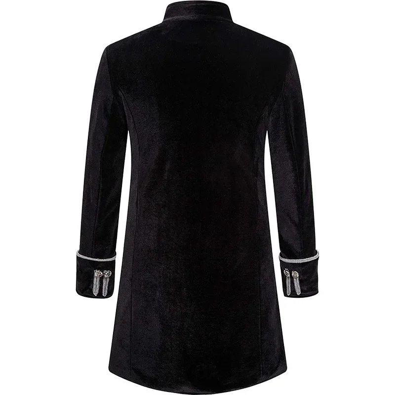 Men's Medieval Solid Color Steampunk Velvet Coat Fashion Retro Outerwear