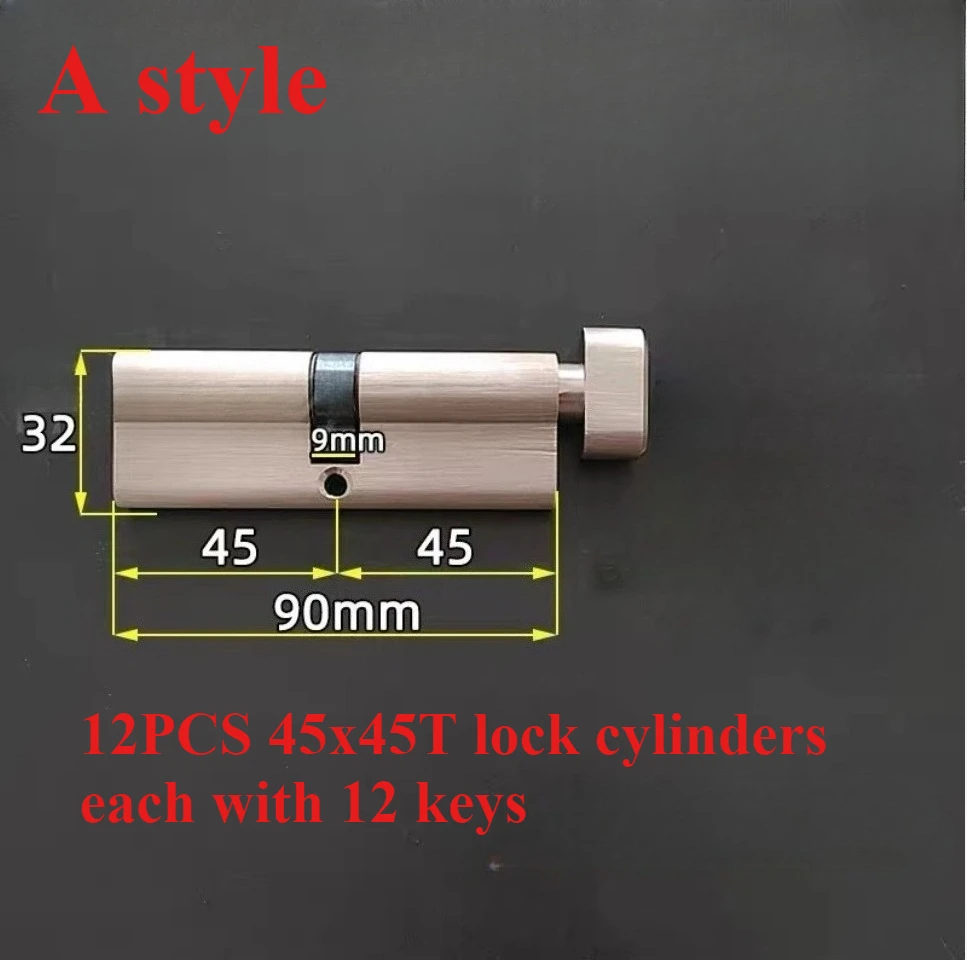 

Door lock cylinder with12keys height 32MM length 90mm 100mm for Pure copper door Anti-theft door eccentric lock cylinder