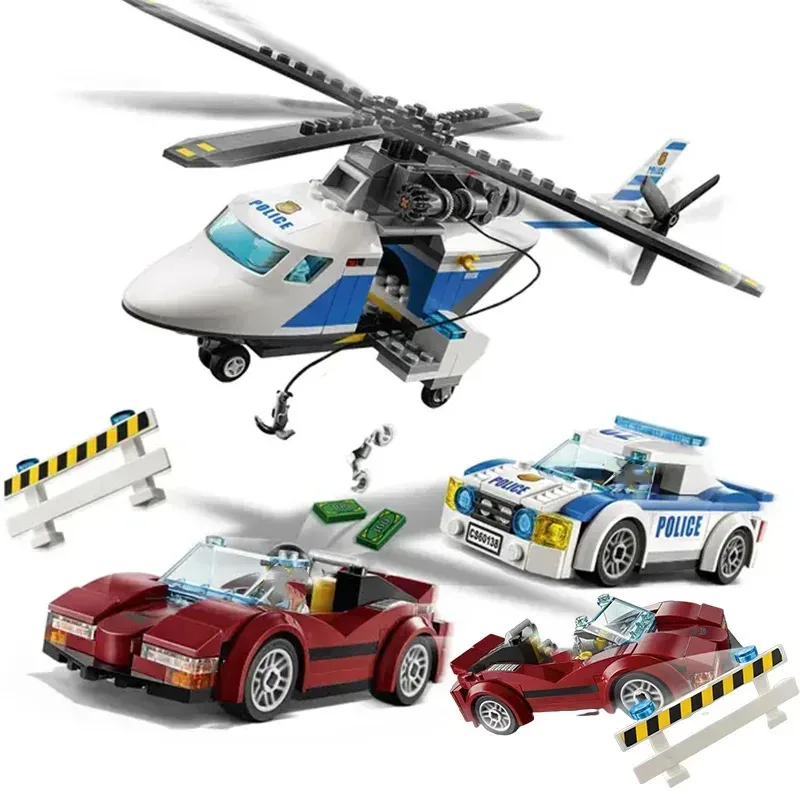 Compatible MOC Sets City Series Building Blocks Police High-speed Chase Prisoner Police Car Children's Toys Assembling Gift