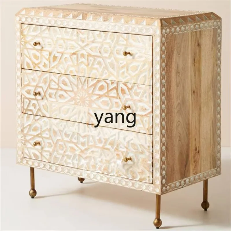 

LH solid wood storage cabinet European court log carved complete storage cabinet