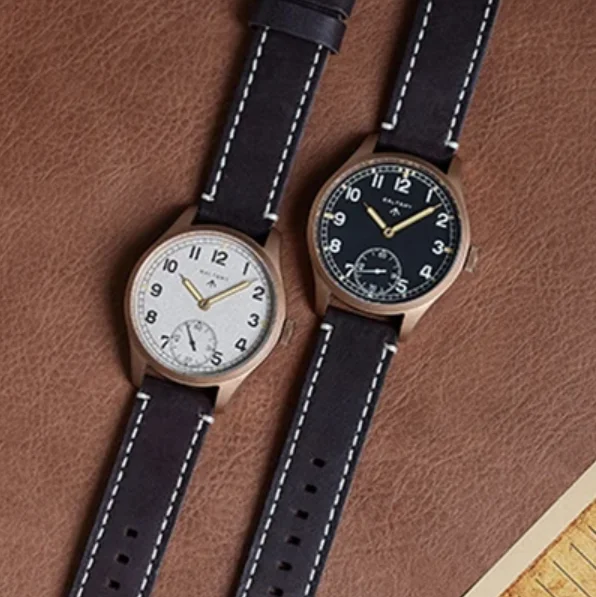 

Baltany Men Pilot Watch 42mm Bronze Manual Winding Mechanical Wristwatch Sapphire Waterproof Luminous ST3620 Titanium Back