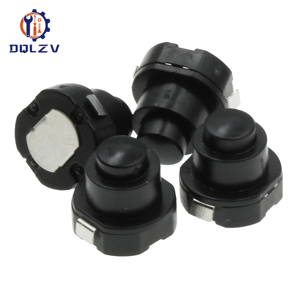 Flashlight Torch Part Round Push Button Switch Black DC 30V 1A Size 10mm x 10mm (D*H) KAN-10A Latching Switch