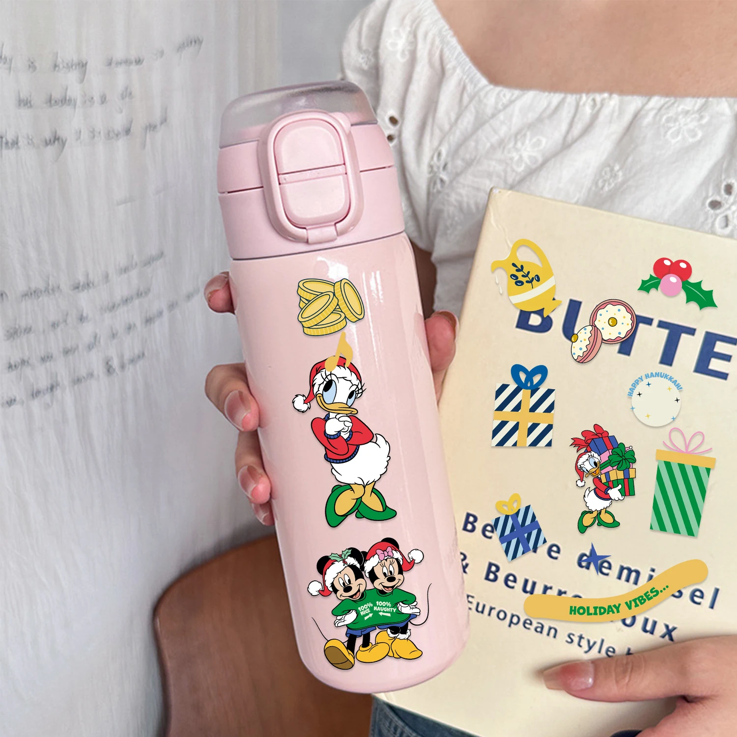 32 ورقة ديزني ميكي ماوس حفلة عيد الميلاد لغز ملصقات DIY متعة الكرتون ملصقات PVC لعب الأطفال زجاجات المياه الكمبيوتر المحمول #4