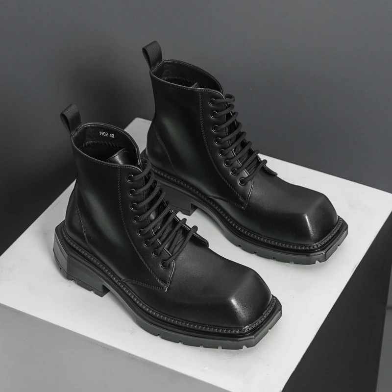 Sepatu bot SMVP, sepatu kulit high top, sepatu pria