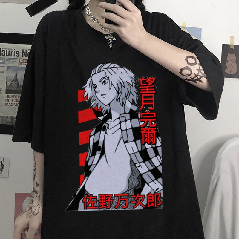 日本のユニセックス漫画Tシャツ,ウォレットスタイルのトークンの絵が描かれた男性用原宿スタイルの服