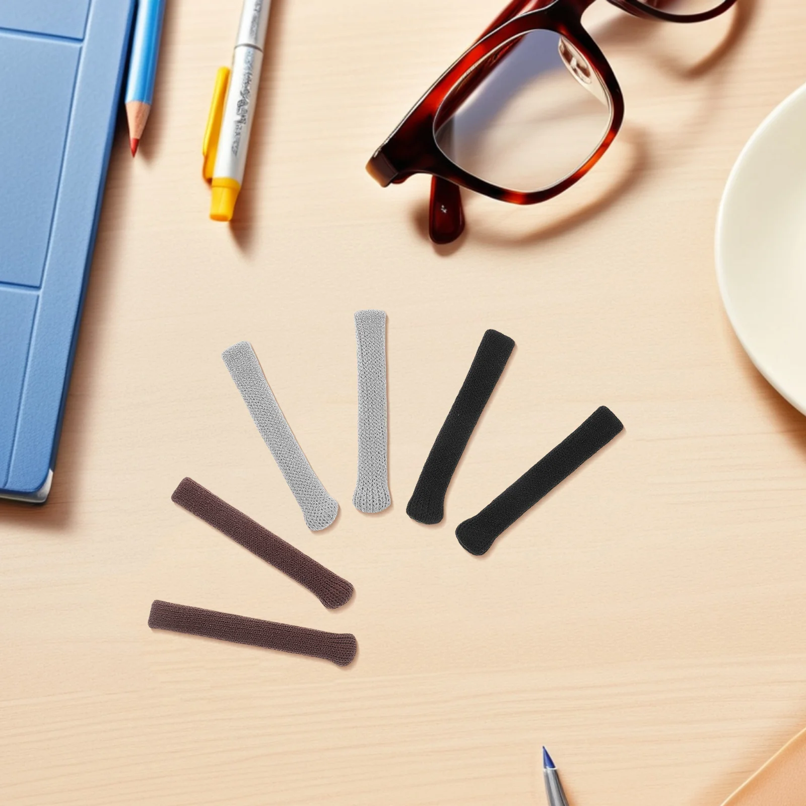 

6Pcs Glasses Ear Grips Knitted Temple Sleeves Comfortable Non Slip Eyeglass Arm Covers Universal Fit Sunglasses Reading Glasses