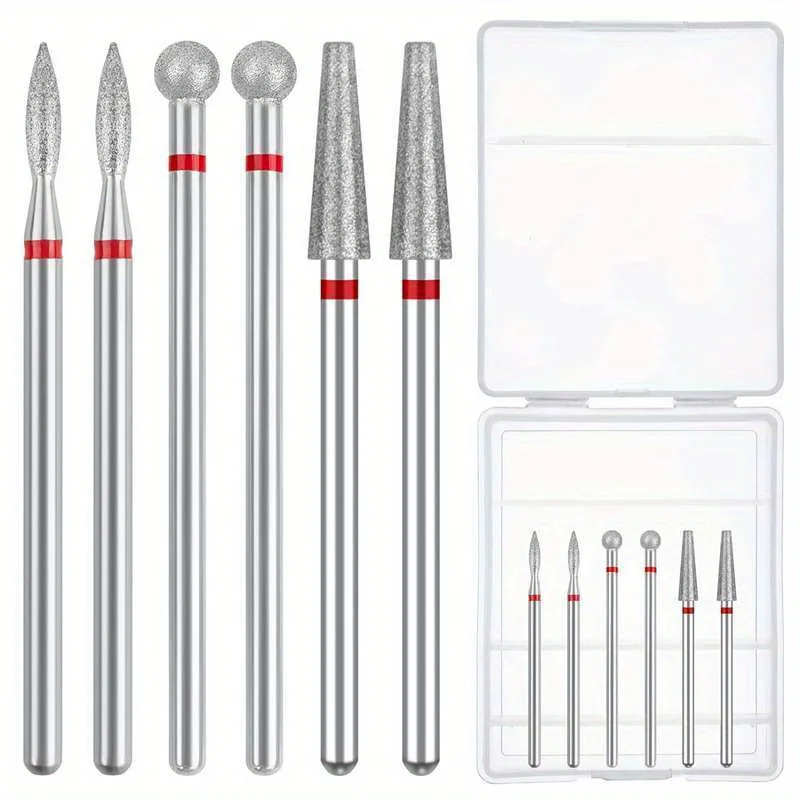 6 pezzi set di punte per trapano per unghie diamantate fresa per manicure punte per cuticole lime elettriche pelle morta rimuovi pedaggio accessori