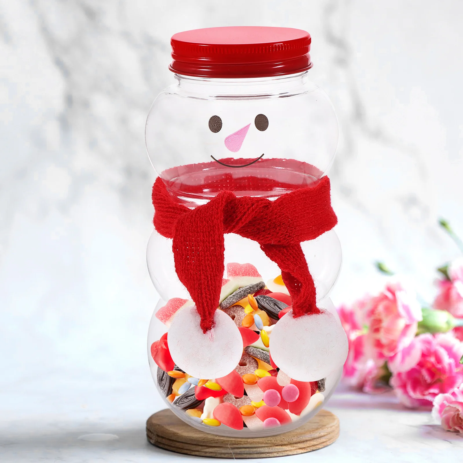 10 Sets Drink Cup Christmas Cookie Tins Bottles with Caps Water Empty The Pet Snowman Juice Outdoor Party Beverage Gift