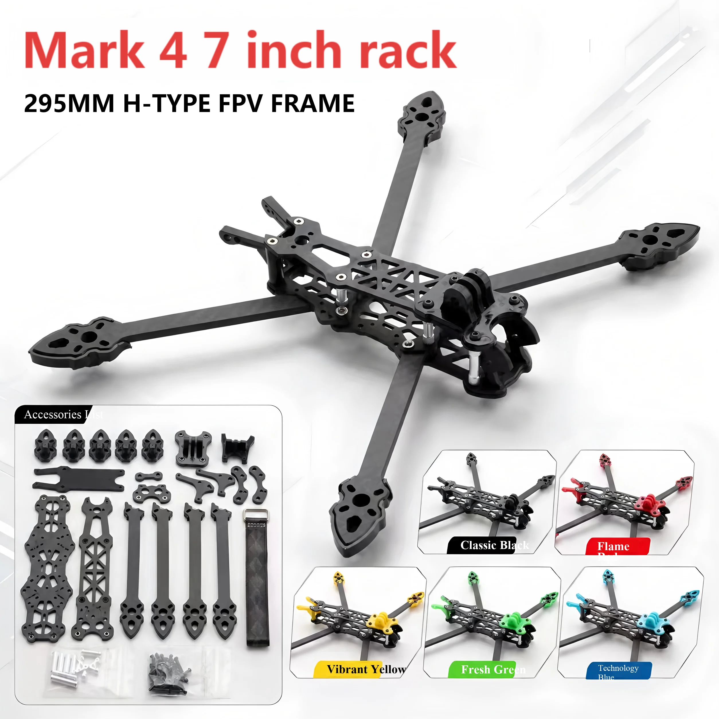 Mark4 Mark 4 7inch 295mm 5mm Arm Thickness 3K Carbon Fiber Quadcopter Frame for 7 FPV Freestyle RC Racing Drone Kit