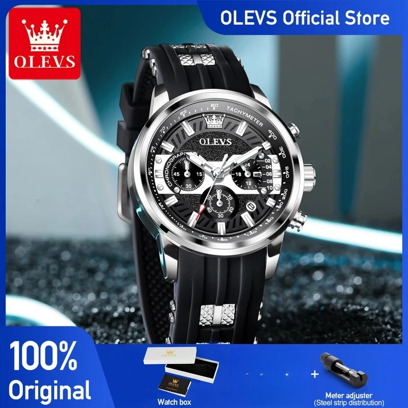 

OLEVS 3690, мужские часы, кварцевые часы, водонепроницаемые светящиеся многофункциональные спортивные часы с хронографом, мужские часы Reloj