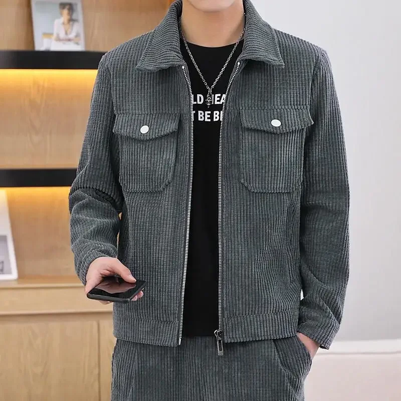 

​ Мужская вельветовая куртка 2025, новый стиль, повседневная стильная весенне-осенняя верхняя одежда для молодых мужчин ​