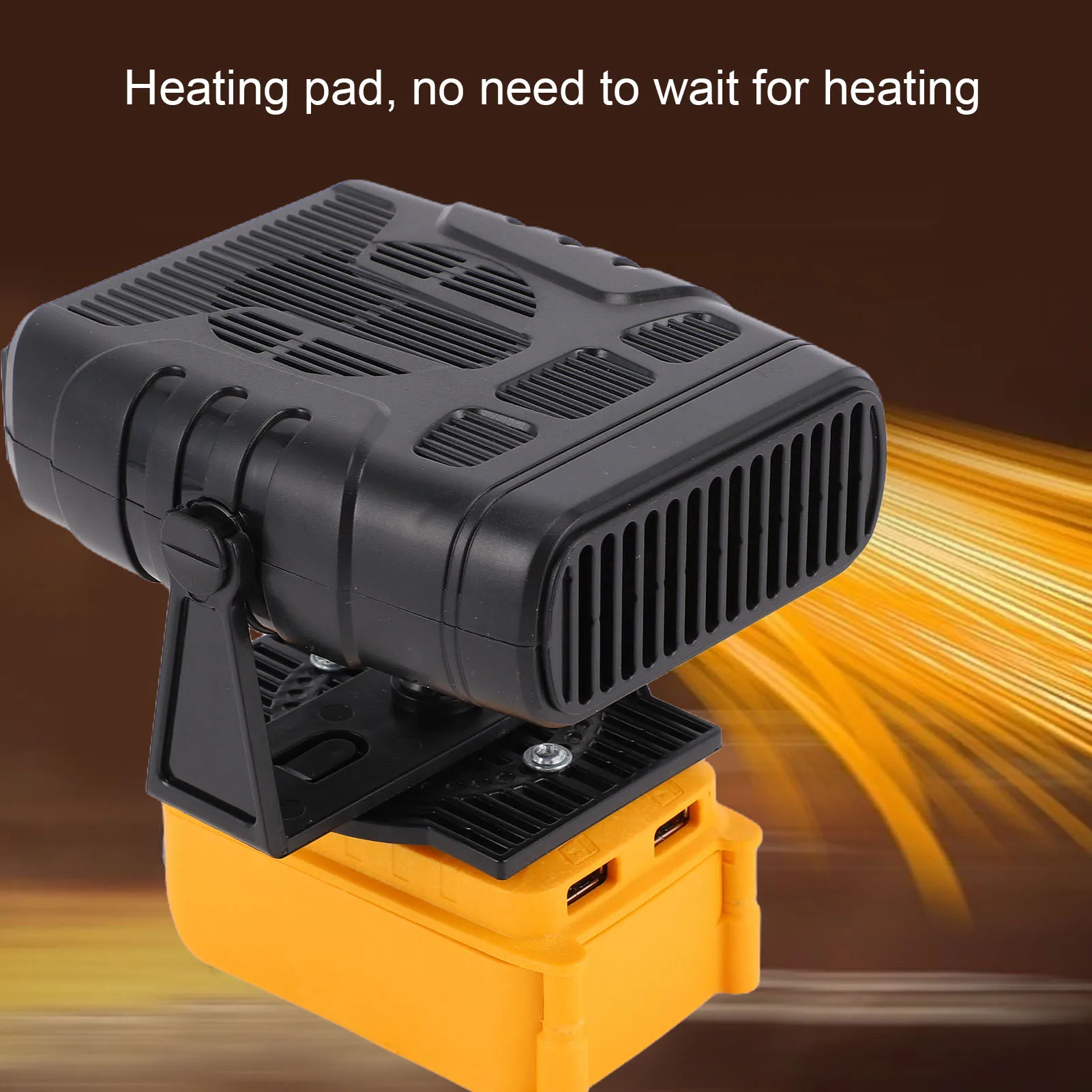 Space Heater Fit for DCB208 Li Ion Battery Smart Constant Temperature Electric Small Warmer 200W 2 Level Adjustable with 2 USB