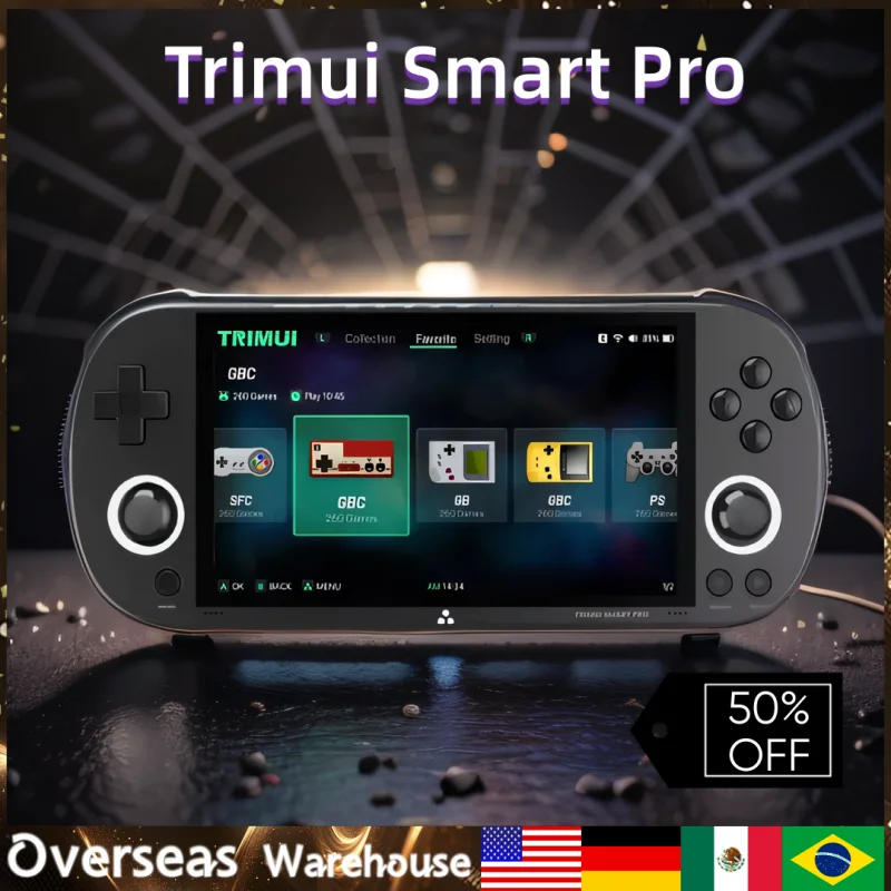 Trimui Smart Pro Handheld Game Console 4.96''IPS Screen Linux System Joystick Gift Smartpro Retro Video Game Player RGB Lighting