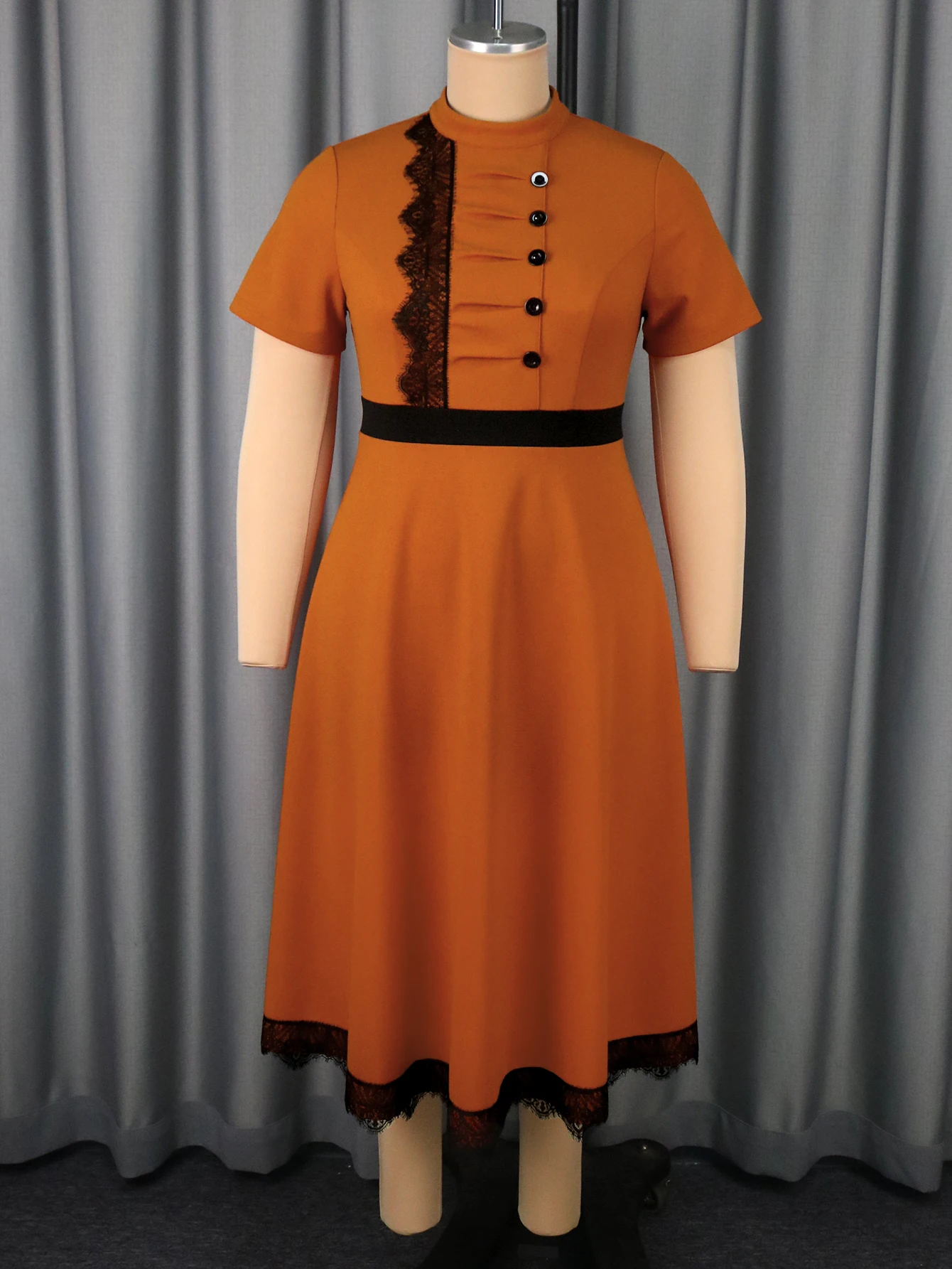 فستان على شكل حرف A للنساء مع أزرار أمامية من الدانتيل مثالي لحفلات الزفاف وحفلات الكنيسة والمناسبات الرسمية #5