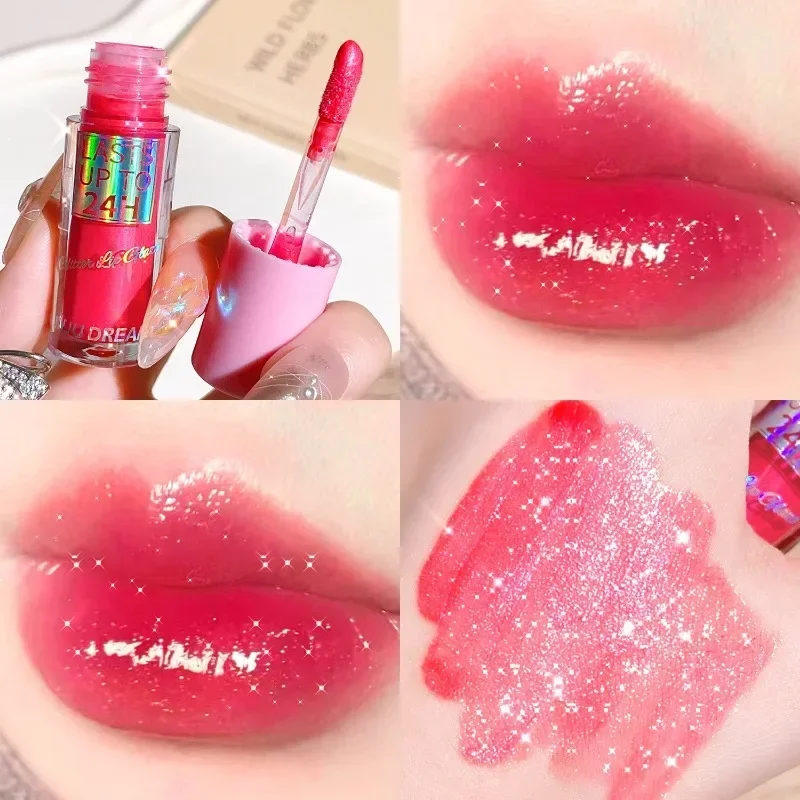 Liberação água glitter óleo labial mel batom líquido plumper lábio esmalte matiz cristal claro textura brilho labial maquiagem coreana